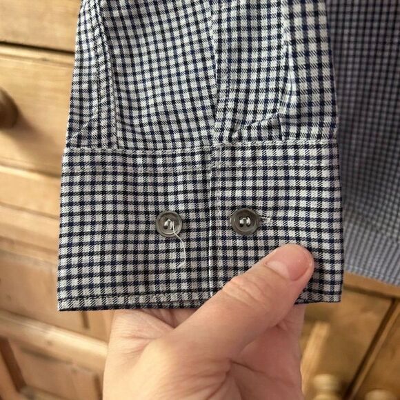 Theory Womens Size Small Blue White Gingham Button Front Shirt Blouse Collared - Picture 6 of 9